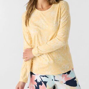 Hang Ten Women's Sunray Long Sleeve UV Protection Shirt Yellow Pocket